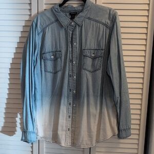 Women's Torrid Blue and White Gradient Denim Shirt
